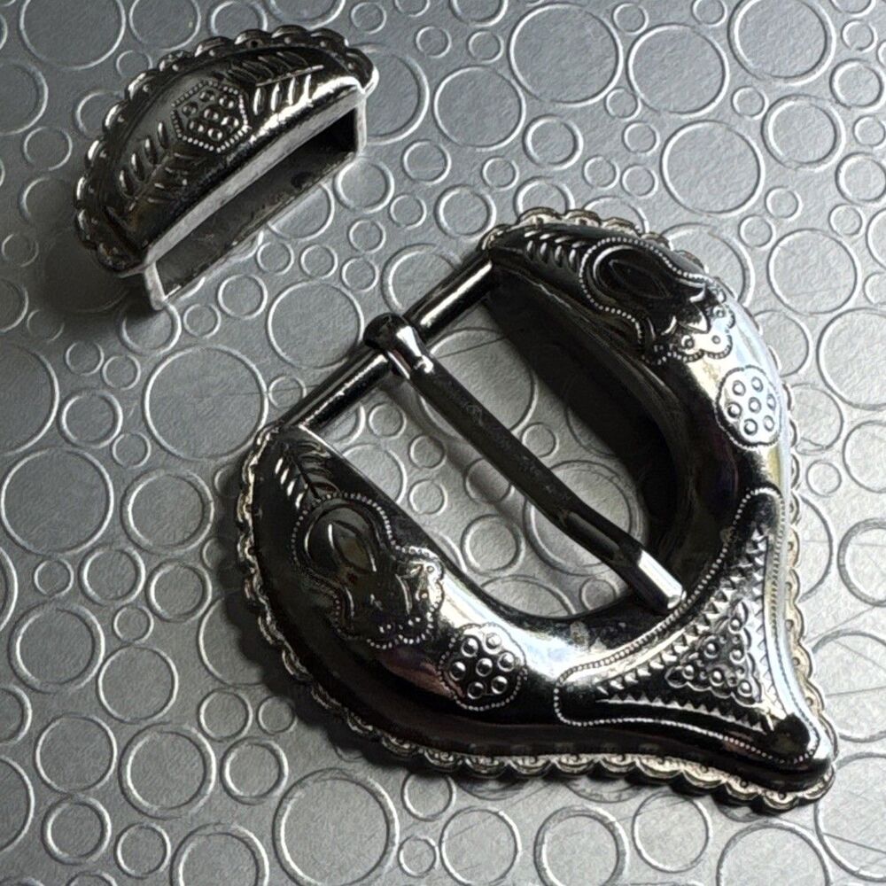 Vintage 80s Paris Usmeco Western Belt Buckle Set Replacement Loop NO STRAP